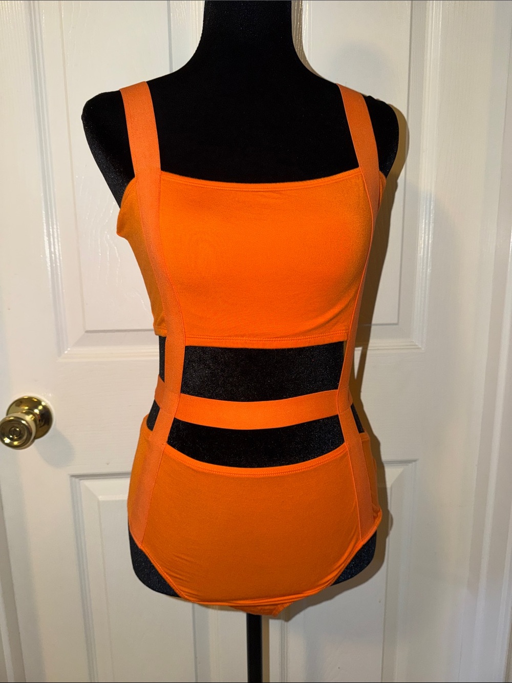 Bear Dance Vibrant Orange Strappy Cutout Bodysuit